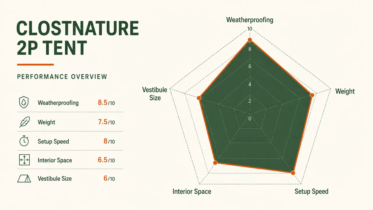 Side-by-side comparison chart of Clostnature tent stakes versus aftermarket titanium stakes on a wooden camp table